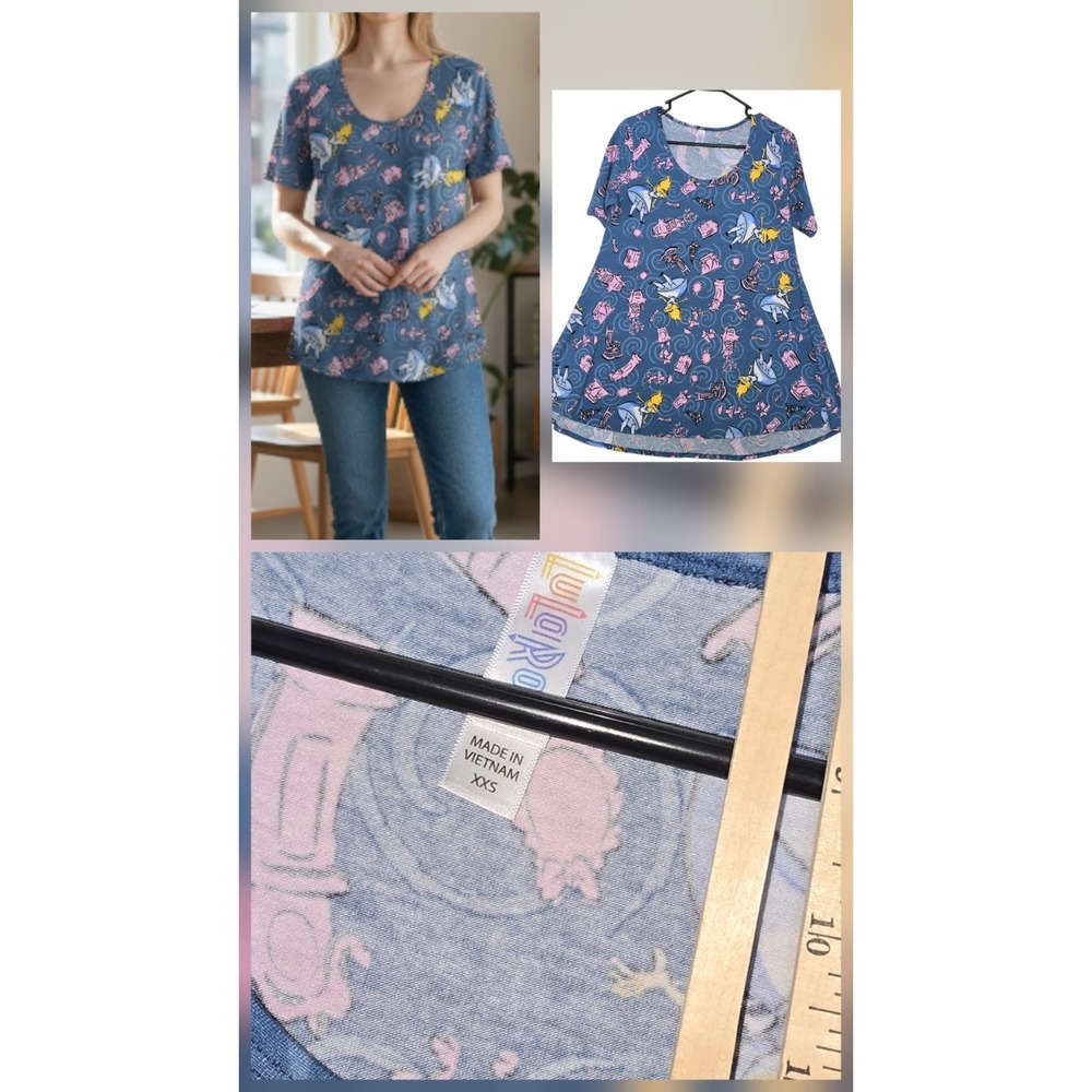 LuLaRoe Classic T Shirt Size Xxs Disney Alice Wonderland Festive Causel Vacation